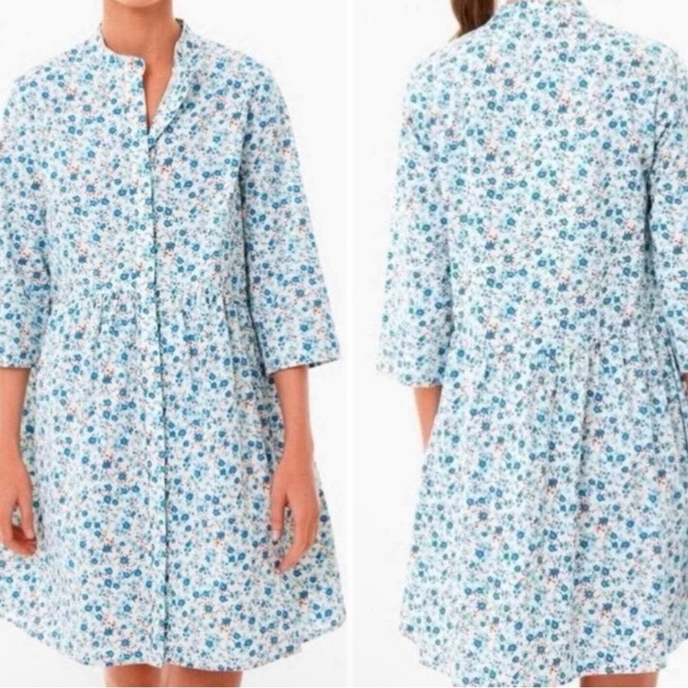 Tuckernuck Bluebell Floral Ditsy Calico Royal Shirt Dress